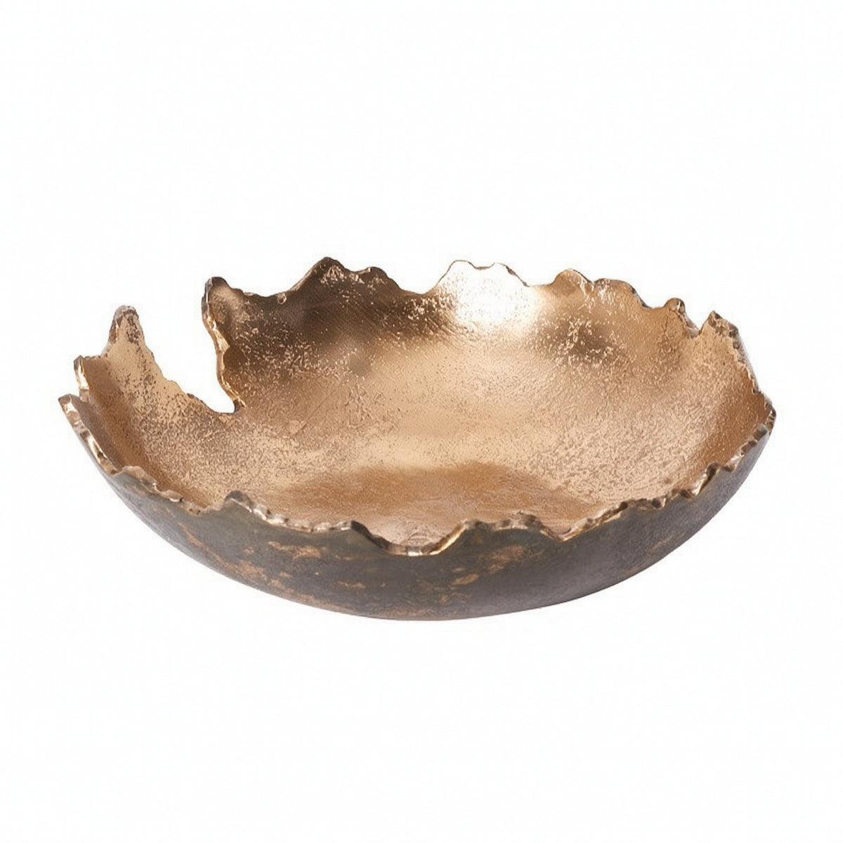 Serving Tray with Hammered Finish Gold Decorative Tray Aluminum Centerpiece Bowl for Tabletop, Dining Table, Console