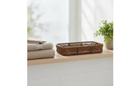 Wicker Cutlery Basket Rattan Cutlery Tray Low-Profile for Countertop, Buffet