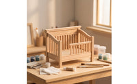 Wooden Dollhouse Bed Cute Dollhouse Bed with Headboard Sturdy Cot for Diorama