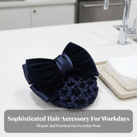 Bow Hair Clip with Net Korean Design Hair Bun Cover Snood Elegant Design Bow Bun Cover for Nurses, Hotel Hospital, Workplace, Corporate Settings