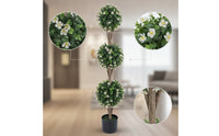 Triple Ball Topiary Tree Faux Artificial Topiary Tree Plant Resistant Maintenancemaintenance-Free for Entryway, Porch