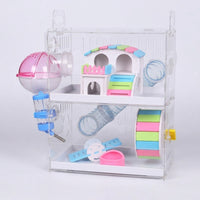 Large Hamster Cage with Tunnels, Large Three-Layer Drawer Cage with Acrylic Tray, Transparent Acrylic Starter Kit for Indoor Pet