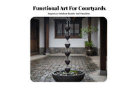 Soothing Water Sounds Rain Chain Creates Waterfall Effect Metal Rain Chain with Cups Weather Resistant for House Eaves, Patio