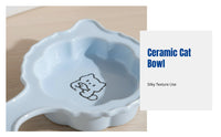 Ceramic Cat Bowl with Handle, Cartoon Pet Food Dish, Non-Slip Base, Cute Feeding Plate, Multi-Color Options