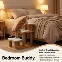 Dog Steps for Bed and Sofa with Scratching Post for Small Wooden Pet Stairs for Living Room and Home Furniture
