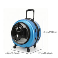 Transparent Wheeled Pet Carrier Ventilated Pet Carrier with Wheels Portable Long-Lasting for Cats, Veterinarian Visits