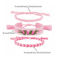 3 Pieces 3-Piece Embroidered Bracelet Set Handmade Adjustable Braided Bracelet