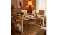 Home Office Desk White Frame Computer Desk Modern for Bedroom