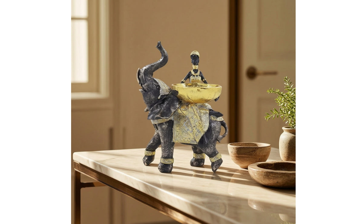 Elephant Statue with Tray Decorative Elephant Figurine with Tray Sculptural Sculpture for Living Room