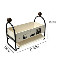 Metal Frame Sink Organizer Rack Cream-Colored Cloth Holder Rack Feline Print Compact