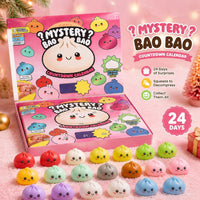 Baozi Squeeze Toy Christmas Advent Calendar Blind Box, Mini Soft Gel Stress Relief Toy for Adults