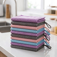 Large Microfibre Cleaning Cloths, 40cm x 40cm Dish Cloths, Checkered Glass and Kitchen Towels, 10 Pack