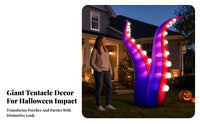 Lighted Edges Inflatable Tentacled Tentacle Decoration Curved Halloween Tentacled Tentacle Tall Halloween Inflatable Built-in Fan for Porch