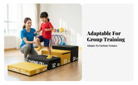 4 Pieces Shock-Absorbing 4-Tier Soft Jump Box Stable Design Stackable Plyometric Block Adjustable Height Training Platform Anti-Slip Surface for Children, Beginners, Athletes, Kindergarten, School, Strength and Conditioning, HIIT Workouts