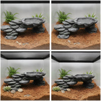 Resin Reptile Hide Realistic Reptile Cave with Arch Hollow Rock Cave Safe for Reptiles, Aquariums