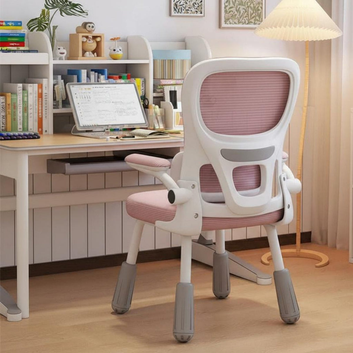 Lumbar spine reinforcement Adjustable Ergonomic kids' Chair Split spine supportrest Study Seat weight-activated automaticsecureing casters adolescent Furniture With Armrests for Students, Teenagers, Children, School, Home, Bedroom