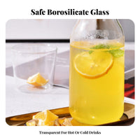 2 Pieces Space Saving Glass Carafe with Tumbler Lid Easy to Clean Glass Pitcher with Tumbler Lid Versatile Use for Seniors, Bedroom, Kitchen