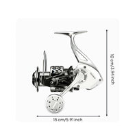 6000 Series Reel Silver and Black Metal Rotating Fishing Reel Compact