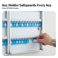 Lockable Wall-Mounted Key Cabinet Numbered Hooks Wall-Mounted Key Safe High Capacity Lock Box Easy Installation for Property Managers, Property Management Estate Agents, Car Dealership, School, Warehouse, Garage