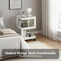 Compact Organizer 3-Tier Rolling Utility Trolley Minimalist Design 3-Tier Swivel Storage Stand Sturdy Construction Bedside Table Mobile with Wheels for Homeowners, Office Workers, Bedroom, Small Areas, Dorm Room, Bathroom