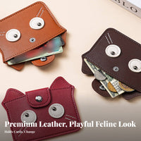 Cat Change Purse PU Leather Feline Card Holder Compact Size Small Cat Wallet for Women, Students, Daily Use, Shopping, Handbag Organization