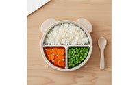 Anti-Tip Stainless Steel Suction Plate Dishwasher Safe 3 Compartment Feeding Plate Safe Food-Grade Silicone for Toddlers, Babies, High Chair
