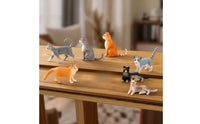 9 Pieces Miniature Cat Figurine Collectible Cat Figurine Compact Toy for Shelf Styling, Craft Scenes, Model Collections