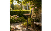 Pedestal Bird Feeder Flared Base Decorative Metal Avian Sculpture Feeder Tall Post for Patio