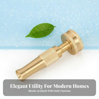 Heavy Duty Brass Hose Nozzle Rust Resistant Garden Hose Sprayer Nozzle Fits Standard 3/4" Hoses for Car Washing, Driveway