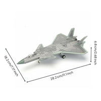 1/72 Scale J-20 Fighter Jet Model Building Model Low-Observable Fighter Rotating Wheels Jet Model for Desk Decoration