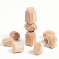 10 Pieces Wooden Stacking Stones Geometric Stacking Blocks Educational