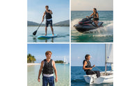Streamlined Buoyancy Vest with Adjustable Straps Molded Zippered Life Jacket Padded V-Neck for Swimmers, Boating, Surfing
