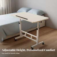 Multi-Functional Mobile Bedside Laptop Stand Space Saving Rolling Bedside Table On Wheels Adjustable C-Shaped End Table Stable Structure for Distant Workers, Professionals, Apartment Dwellers, Bedroom, Home Office, Dorm Room, Small Areas