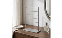 Horizontal Rods Metal Jewelry Stand Silver Finish Earring Holder Freestanding Tabletop Jewelry Rack Slim Design