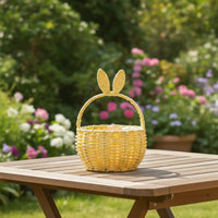 Safe Woven Basket with Liner Cute Rabbit Ear Basket Natural Sturdy for Table Decor