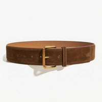 Suede Belt Vintage Belt with Rectangular Buckle Wide Retro for Women, Dresses, Coats