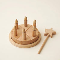 Beech Wood Wooden Birthday Cake Unfinished Birthday Cake Toy Smooth for Playroom