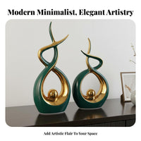 3 Pieces Modern Abstract Art Figurine Housewarming Gift Abstract Art Statue Set Light Luxury Modern Twist Ornament for TV Cabinet, Entryway, Bookshelf
