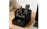 Remote Organizer with Drawer Rectangular Remote Control Holder with Drawer Multifunctional Wooden Organizer for Bedside Table