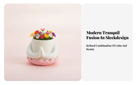White and Pink Home Decor Desktop Pot Space-Saving Planter