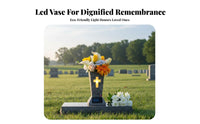 Weather Resistant Solar Grave Vase Automatic On/deactivate LED Cemetery Flower Holder Removable Floor Spikes for Friends, Gravesite