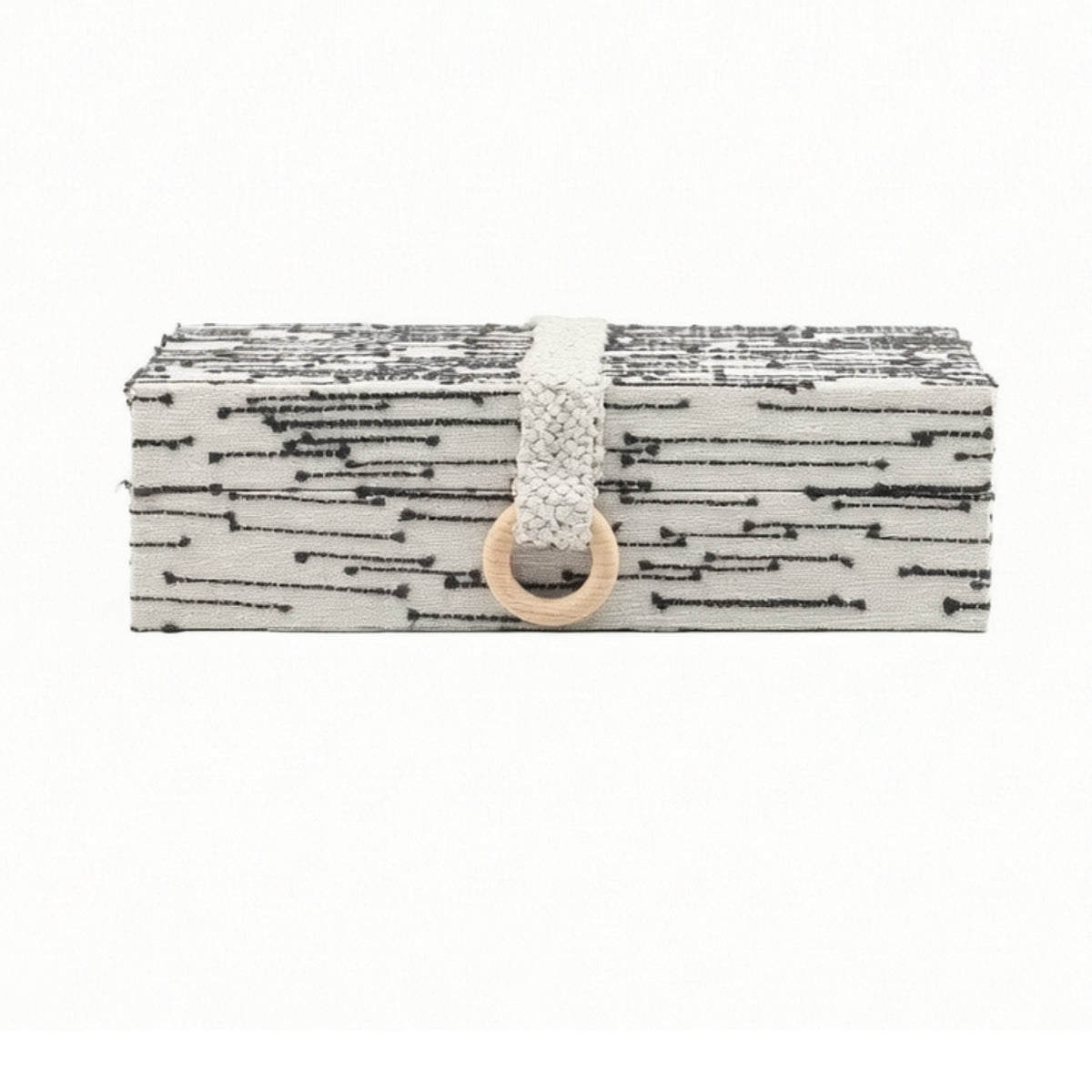 Wooden Storage Box with Cloth Rectangular Lidded Storage Box Large for Dresser, Closet