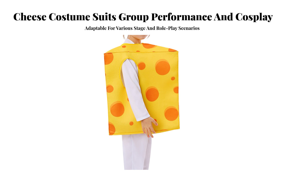 Orange Spots Cheese Costume Lightweight Yellow Cheese Tunic Pullover Spotty Costume Tunic Stitched Edges for Children, Performances, Holiday Cosplay