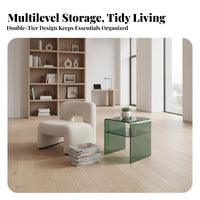 Space-Saving C-Shaped Magazine Table Minimalist design Nightstand Multi-Functional Household Furniture Integrated Storage for Apartment Dwellers, Homeowners, Remote Workers, Living Room, Bedroom, Small Spaces, Home Office