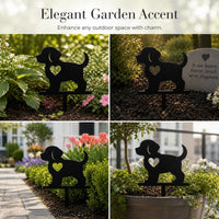 Metal Dog Silhouette Garden Stake Outdoor Yard Art Decoration