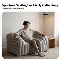 French Retro design Upholstered Settee Designer Look Lowsilhouette Straight Sofa Soft Textured Fabric Living Room Seating Supportive paddinging for Homeowners, Apartment Dwellers, Office Managers, Lounge Area, Reception Hall, Small Spaces, Bedroom