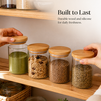 Bamboo Lid for Glass Storage Jars - Round, Airtight Seal, Dustproof