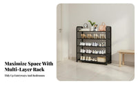 Multi-Tier Shoe Rack Space-Saving Freestanding Shoe Organizer Easy Installation Freestanding Storage Shelf for Homeowners, Dorm Room, Hallway, Bedroom
