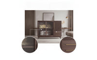 Sideboard Cabinet Modern Wooden Sideboard Minimalist Cabinet with Glass Doors for Dining Room, Kitchen