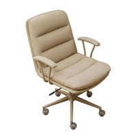 Adjustable Height Upholstered Swivel Chair Support Upholstered Roller Chair Ergonomic Design Office Seating Reclining Backrest for Students, Adults, Professionals, Study Room, Desk Work, Bedroom, Reading Nook